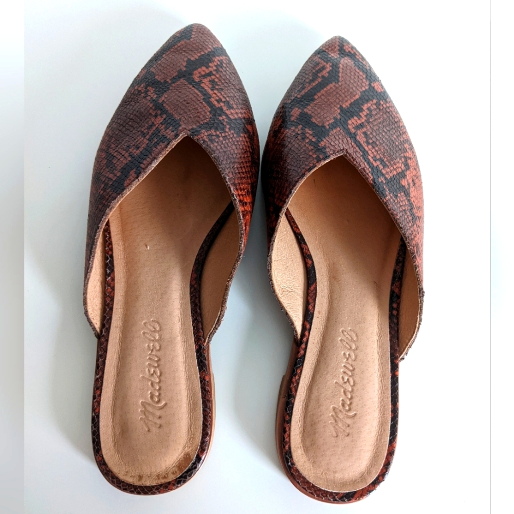 Madewell The Emilia Mule in Snake Embossed Leather Size 7.5